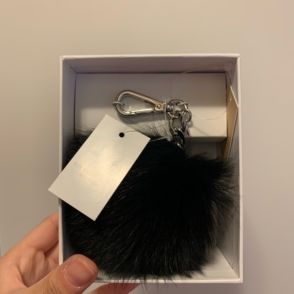 Michael kors real fur Pom key chain new